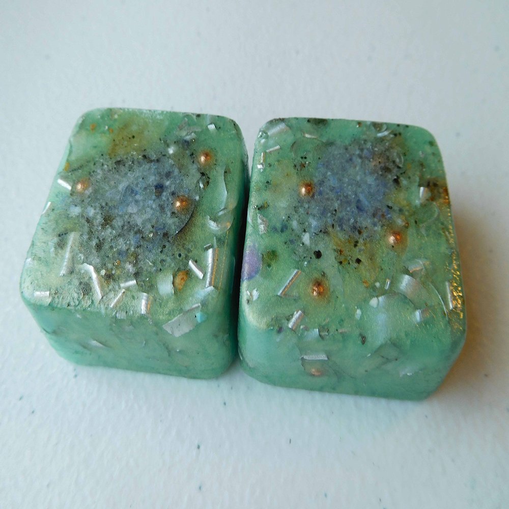 Green Yellow 2 Mini Cube Tower Busters Crystal Orgone (Green Yellow)