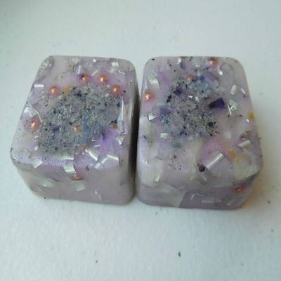 Pearl Violet 2 Mini Cube Tower Busters Crystal Orgone (Pearl Violet)