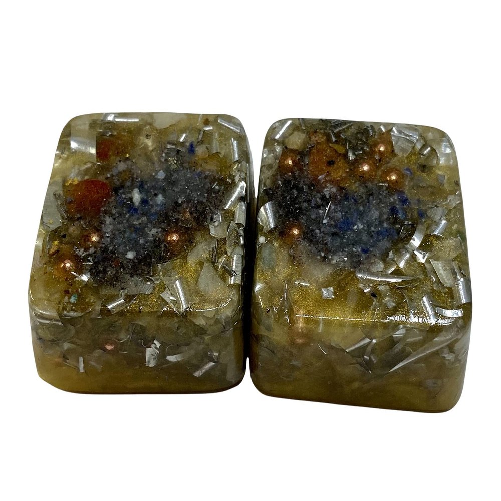 Brillant Gold 2 Mini Cube Tower Busters Crystal Orgone (Brillant Gold)
