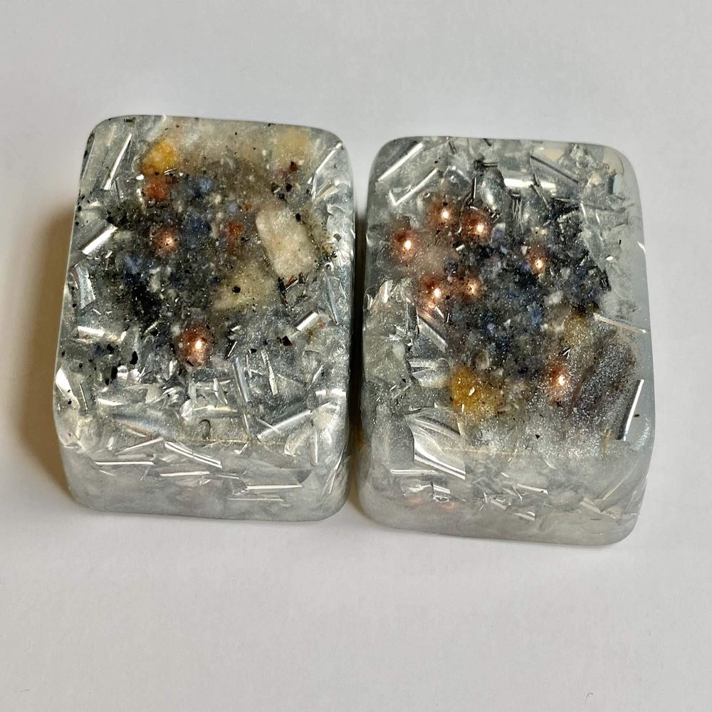 Pearl White 2 Mini Cube Tower Busters Crystal Orgone (Pearl White)