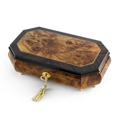 Handcrafted 18 Note Classic Style Cut Corners Music Jewelry Box with Lock and Key - Many Songs to Choose - Shall We Dance