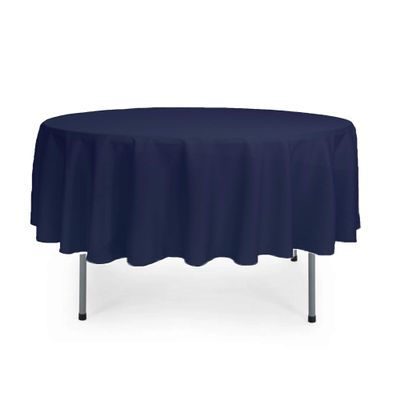YOUR CHAIR COVERS - 90 Round Polyester Tablecloths for Restaurant, Banquet, Wedding - Linen Table Cloth for Standard Round Tables - Navy Blue