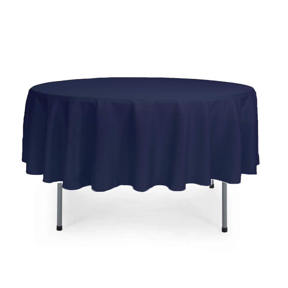 YOUR CHAIR COVERS - 90 Round Polyester Tablecloths for Restaurant, Banquet, Wedding - Linen Table Cloth for Standard Round Tables - Navy Blue
