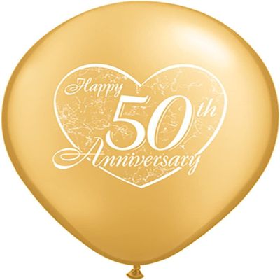 10 Piece 50th "50" 11" Metallic Gold Color Anniversary Latex Balloons