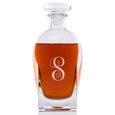 Abby Smith Lavish Style Initial Engraved Rocco Glass Decanter, Letter S
