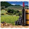 Ambesonne Wine Shower Curtain, Idyllic Tuscany Country Landscape Agriculture Harvest Grape Plantation, Cloth Fabric Bathroom Decor Set with Hooks, 69" W x 70" L, Black Green Pale Brown view 2