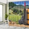 Ambesonne Wine Shower Curtain, Idyllic Tuscany Country Landscape Agriculture Harvest Grape Plantation, Cloth Fabric Bathroom Decor Set with Hooks, 69" W x 70" L, Black Green Pale Brown view 4