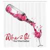 Ambesonne Wine Shower Curtain, Wine a Bit You Feel Better Inspirational Words Bottle Pouring Sketch Art, Cloth Fabric Bathroom Decor Set with Hooks, 69" W x 75" L, Pink Dark Coral Black view 2
