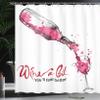 Ambesonne Wine Shower Curtain, Wine a Bit You Feel Better Inspirational Words Bottle Pouring Sketch Art, Cloth Fabric Bathroom Decor Set with Hooks, 69" W x 75" L, Pink Dark Coral Black view 3