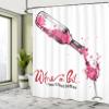 Ambesonne Wine Shower Curtain, Wine a Bit You Feel Better Inspirational Words Bottle Pouring Sketch Art, Cloth Fabric Bathroom Decor Set with Hooks, 69" W x 75" L, Pink Dark Coral Black view 4