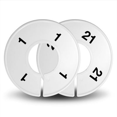 Discount Sizing Sets of Juniors Clothing Round Rack Size Dividers (Sizes 1-21 Odd) and Quantities Available (55, White with Black Print)