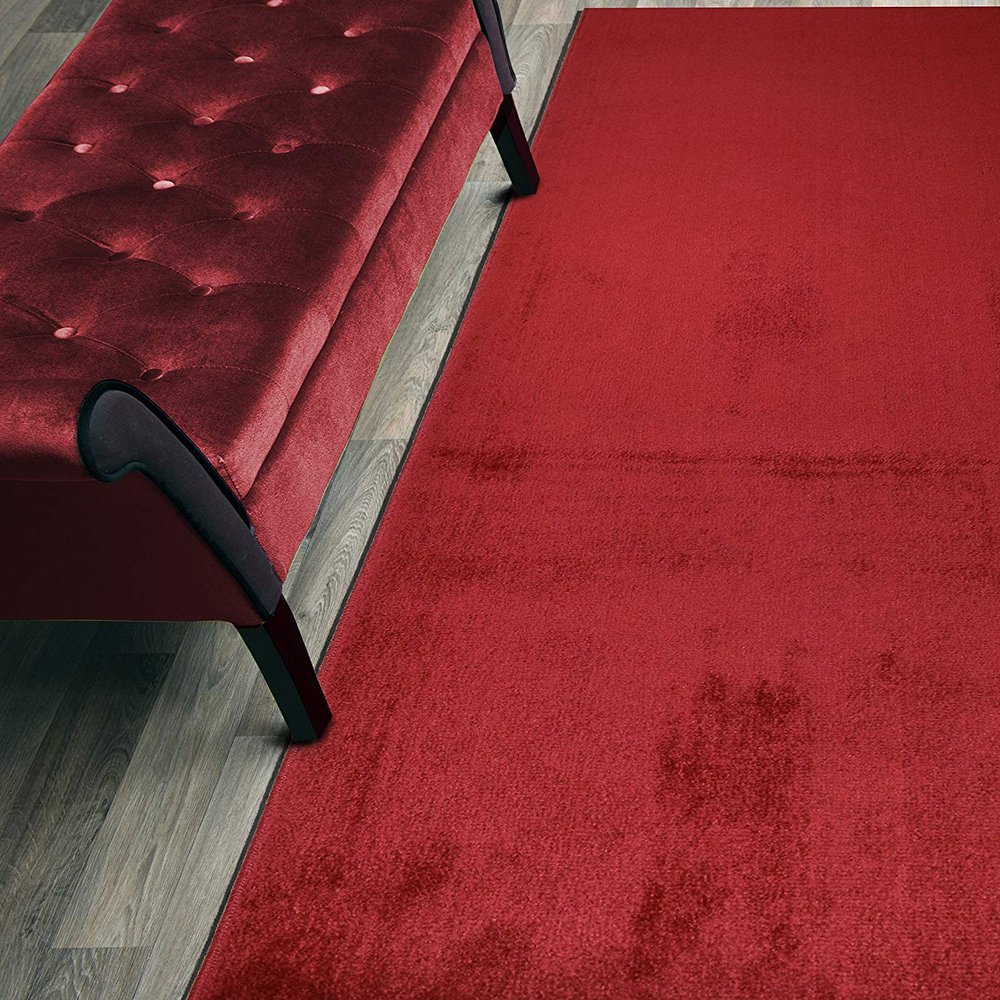 10 ft Solid Plain Burgundy Hallway Kitchen Runner Rug Non-Slip Washable, 26" X 10' Carpet Runner Rugs-Rubber Backed, Custom Size Floor Mat for Stairs Bedroom Bathroom Entryway, Your Choice of Length