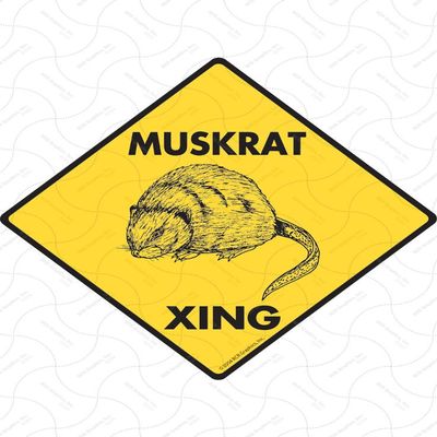 Warning! Muskrat Xing Sign - Caution Muskrat Crossing Sign (12" x 12") - Heavy Duty Exterior Rust Free .040 Thick Aluminum Wildlife Rodent Animal Sign with Weatherproof and UV Protection - Warning Beware of Muskrat Yard Sign - 12" x 12"