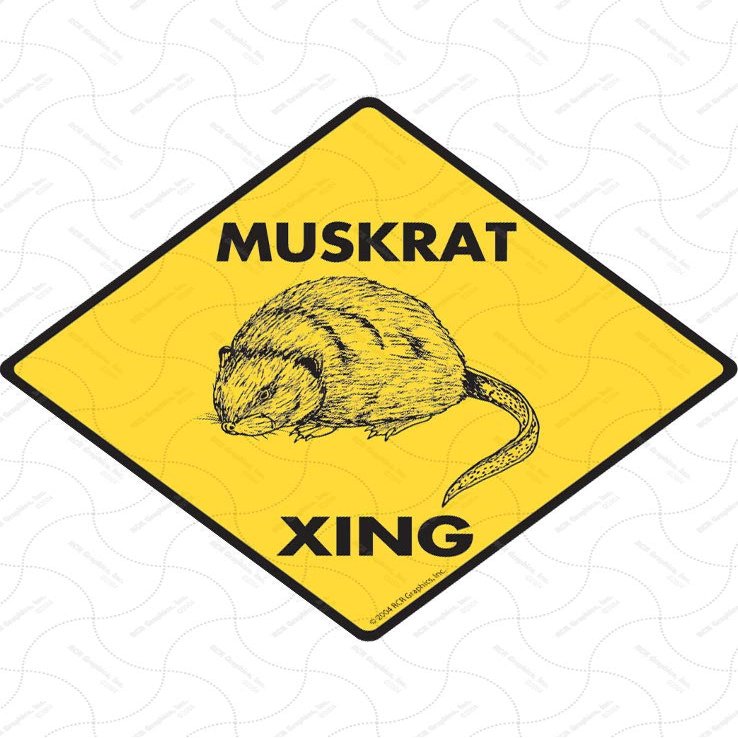 Warning! Muskrat Xing Sign - Caution Muskrat Crossing Sign (12" x 12") - Heavy Duty Exterior Rust Free .040 Thick Aluminum Wildlife Rodent Animal Sign with Weatherproof and UV Protection - Warning Beware of Muskrat Yard Sign - 12" x 12"