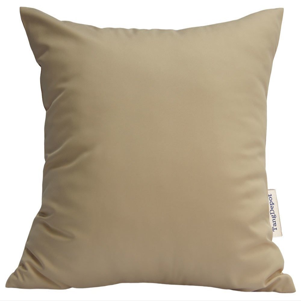 TangDepot Luxury Faux Silkhrow Pillow Cover 14x14 Deep Khaki