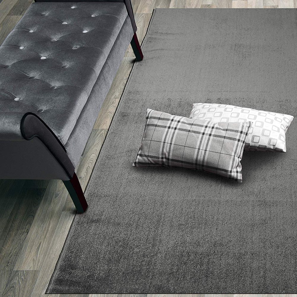 12 ft Long Solid Plain Grey Kitchen Hallway Runner Rug Non-Slip Washable, 26" X 12' Carpet Runner Rugs-Rubber Backed, Custom Size Floor Mat for Stairs Bedroom Bathroom Entryway, Your Choice of Length