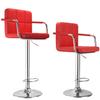 Garain Barstools Set of 2, Modern Adjustable PU Leather Hydraulic Swivel Square Bar Stools Counter Height Chairs with Armrest for Kitchen, Home, Office, 4 Colors (US Stock) (Red) view 1