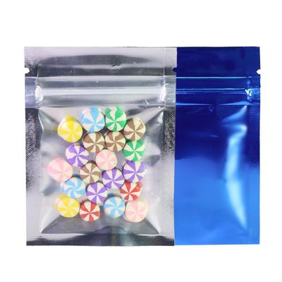 QQ Studio 100 Clear/Colored Mylar Zipper Seal Bags w/Tear Notch 6.5x9cm (2.5x3.5") (Clear/Silver/Blue)