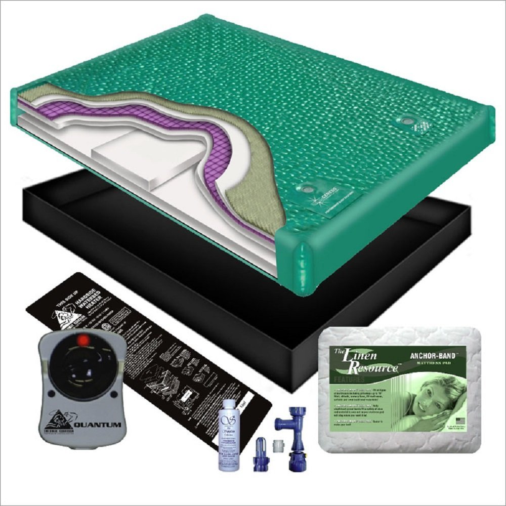 100% WAVELESS WATERBED Mattress/Liner/PAD/Heater/Fill Drain/Conditioner KIT (California King 72x84 1G9B1)