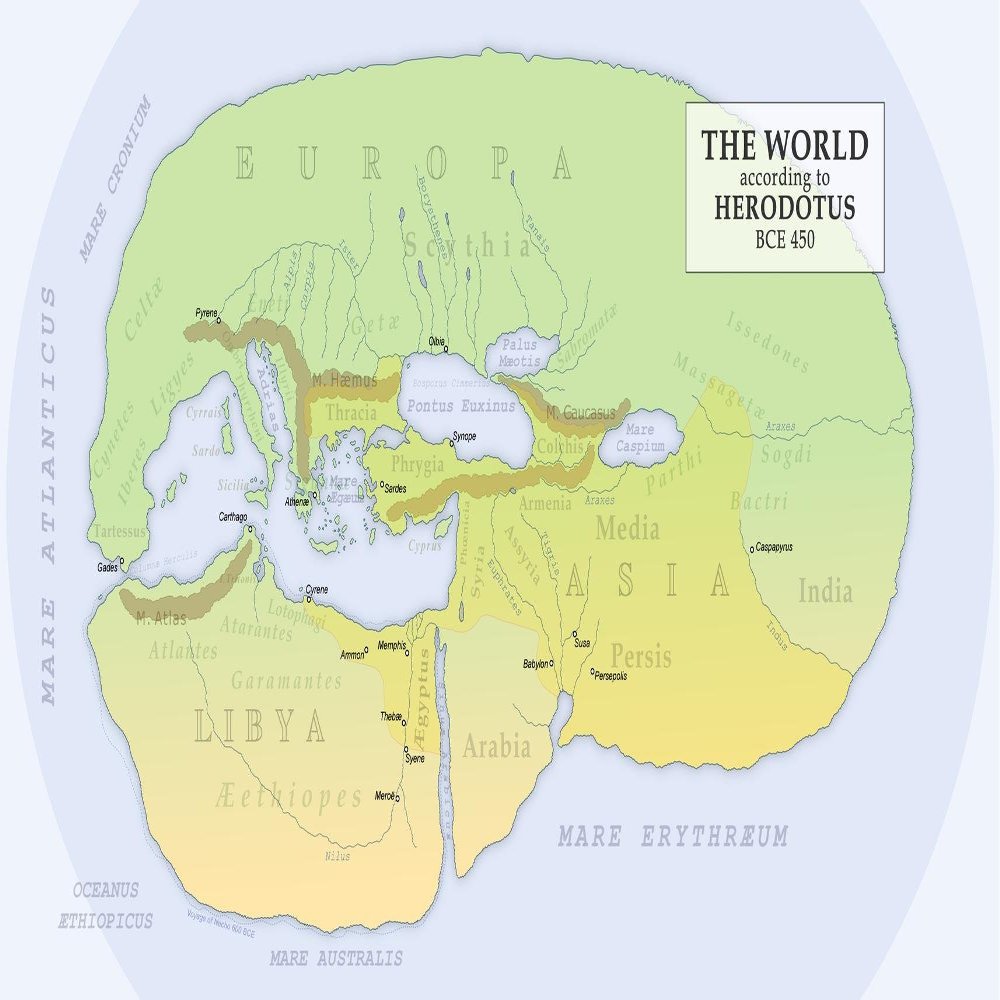 Gifts Delight Laminated 33x19 Poster: Herodotus World Map