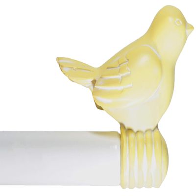 3/4-inch Cute Decorative Bird Adjustable Window Treatment Curtain Single Rod Set, 84" to 120" - Yellow Finial