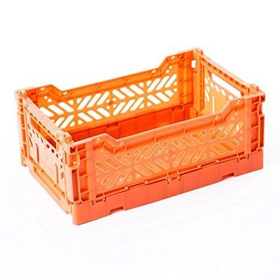 10 x AY-KASA Collapsible Storage Bin Container Basket Tote, Folding Basket Crate Container : Storage, Kitchen, Houseware Utility Basket Tote Crate Mini-Box (Orange)