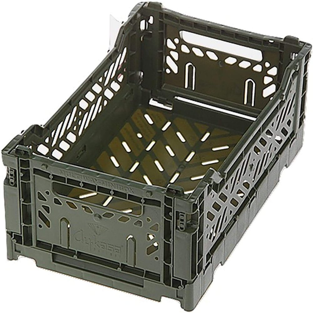 10 x AY-KASA Collapsible Storage Bin Container Basket Tote, Folding Basket Crate Container : Storage, Kitchen, Houseware Utility Basket Tote Crate Mini-Box (Khaki)