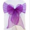 Wedding Linens Inc. (10 PCS 12" x 116" Organza Chair Sashes/Sheer Organza Angle End Chair Sash Bows Chair Bow Ties for Wedding Decoration Party Banquet Events - Purple view 1