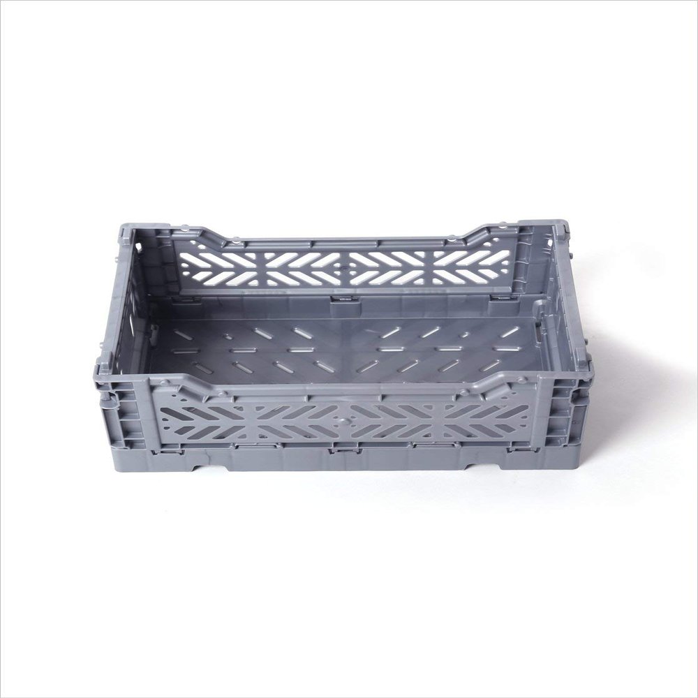 10 x AY-KASA Collapsible Storage Bin Container Basket Tote, Folding Basket Crate Container : Storage, Kitchen, Houseware Utility Basket Tote Crate Mini-Box (Silver)