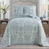 Grand Linen 2-Piece Oversized Lightweight Quilt Set in Twin 66 x 95  Soft Microfiber Bedspread with Sham  Pale Blue, Muted Aqua, Grey & Dark Tan Colors - Paisley Design - Reversible Coverlet view 1