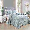 Grand Linen 2-Piece Oversized Lightweight Quilt Set in Twin 66 x 95  Soft Microfiber Bedspread with Sham  Pale Blue, Muted Aqua, Grey & Dark Tan Colors - Paisley Design - Reversible Coverlet view 2