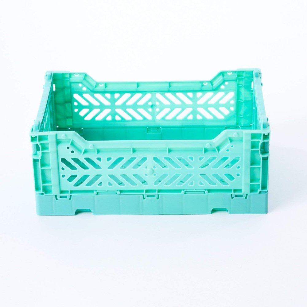 10 x AY-KASA Collapsible Storage Bin Container Basket Tote, Folding Basket Crate Container : Storage, Kitchen, Houseware Utility Basket Tote Crate Mini-Box (Mint)