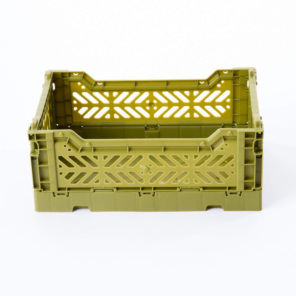10 x AY-KASA Collapsible Storage Bin Container Basket Tote, Folding Basket Crate Container : Storage, Kitchen, Houseware Utility Basket Tote Crate Mini-Box (Olive)