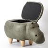 Visual taste Dreamer Creative Footstool Storage Ottoman upholstered Ride-on Stool Changing Shoes Solid Wood Hippo Modeling Decorative Furniture-I 65x35x37cm(26x14x15inch) view 1