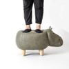 Visual taste Dreamer Creative Footstool Ottoman upholstered Ride-on Stool Changing Shoes Solid Wood Hippo Modeling Decorative Furniture-C 65x35x37cm(26x14x15inch) view 2