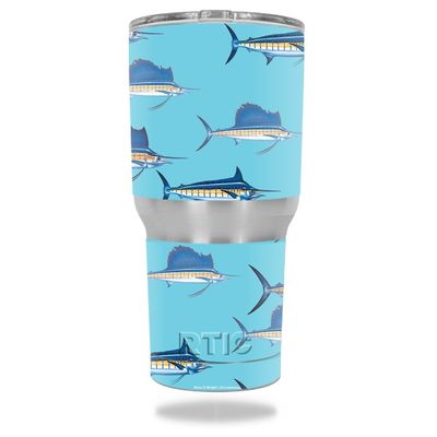 MightySkins Skin Compatible with RTIC Tumbler 30 oz (2016) Billfish Stripes | Protective, Durable, and Unique Vinyl Decal wrap Cover | Easy to Apply, Remove, and Change Styles | Made in The USA