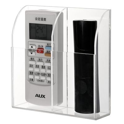 Hipiwe Wall Mount Remote Control Holder Acrylic Media Organizer, 2 Slots