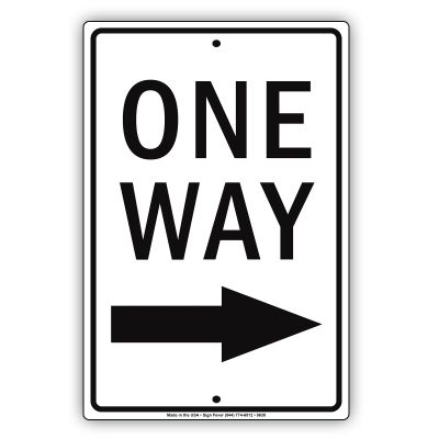 One Way With Right Arrow Aluminum Metal Sign Home Dcor Solid Material Sign Board Advertisement Display 12"x18"