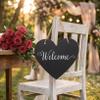 WINOMO Heart Chalkboard Sign: Hanging Chalkboard Sign Wooden Heart Shaped Double Sided Message Board view 2