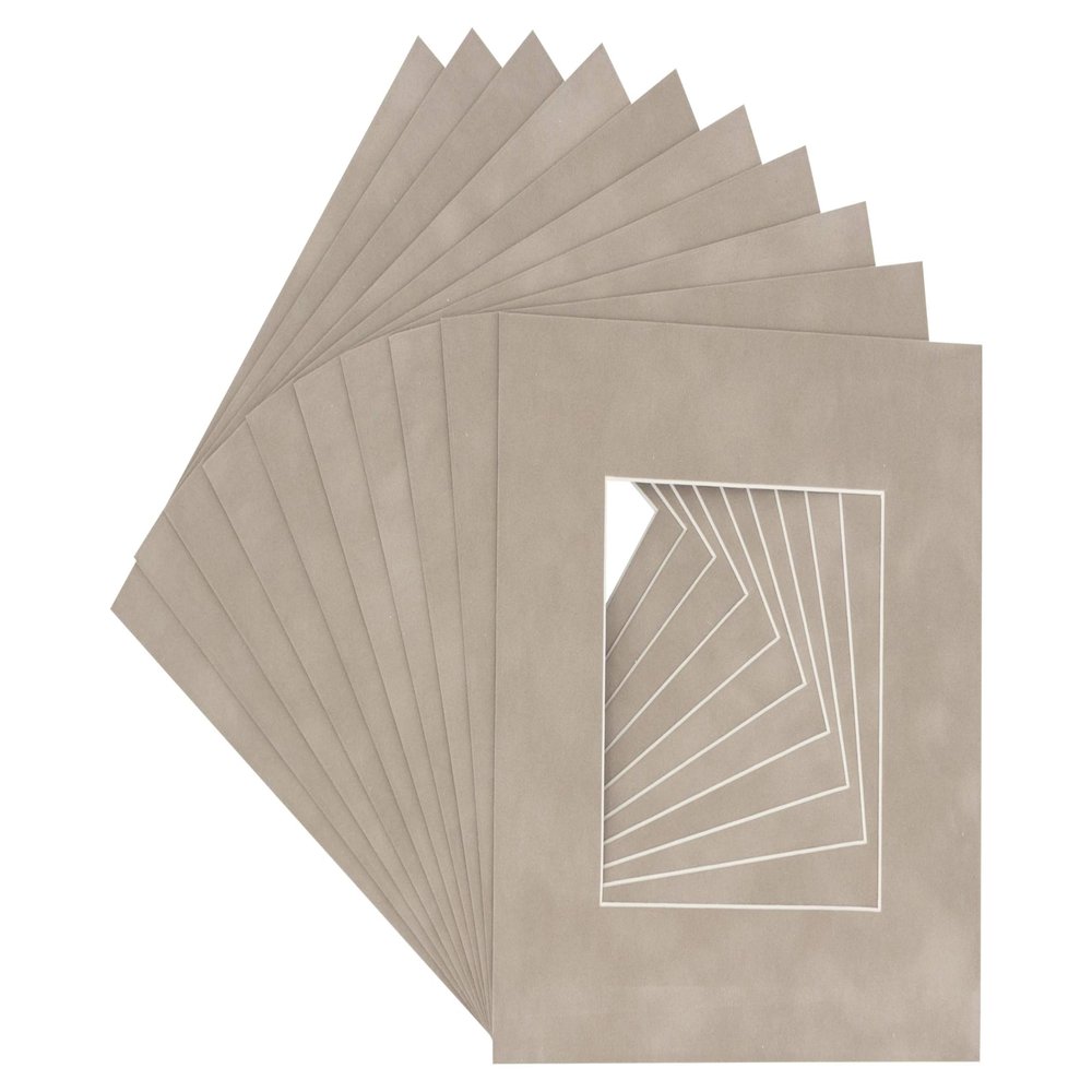 Poster Palooza 12x12 Mat for 8x8 Photo - Precut Light Grey Suede Picture Matboard for Frames Measuring 12 x 12 Inches - Bevel Cut Matte to Display Art Measuring 8 x 8 Inches - Acid Free ONE MAT