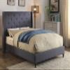 Furniture of America Hollis Contemporary Fabric Upholstery Bed with Nailhead Trim and Tufted, Eastern King, Blue view 2