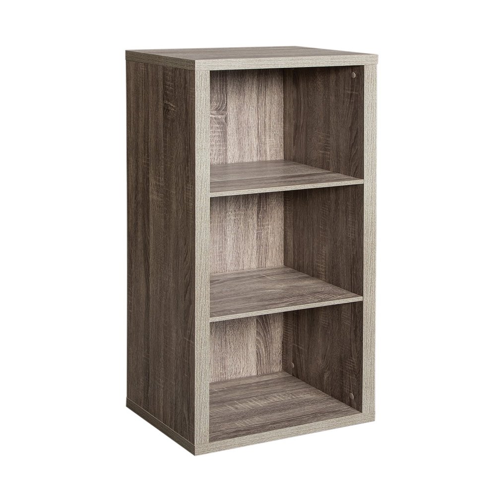 ClosetMaid 3 Cube Storage Shelf Organizer Bookshelf with Back Panel, Easy Assembly, Wood, Weathered Gray