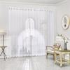 ASATEX Pair of White Extra Wide, Extra Long Length 108 x 108 Inch Sheer Wall to Wall Room Divider Curtains with 2 Matching Tie-Backs. Can Also Be Used As Outdoor Patio Curtains. KAR 108 x 108 White view 1