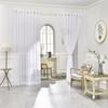 ASATEX Pair of White Extra Wide, Extra Long Length 108 x 108 Inch Sheer Wall to Wall Room Divider Curtains with 2 Matching Tie-Backs. Can Also Be Used As Outdoor Patio Curtains. KAR 108 x 108 White view 2