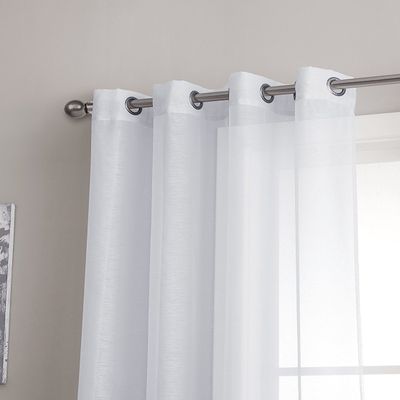 ASATEX Pair of White Color Extra Long Length 54 x 108 Inch Faux Linen Sheer Living Room Curtains. Grommet Window Panels Also Look Great in Kitchen, Dining, Boys or Girls Bedroom. KAR 54 x 108 White