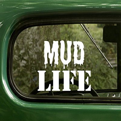 2 MUD Life Off Road Decals Sticker White for Window Car Jeep 4x4 Truck Laptop Bumper Rv