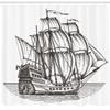 Ambesonne Pirate Ship Shower Curtain, Old Retro Style Ship Floating on Water Antique Cruise Marine Sketch, Cloth Fabric Bathroom Decor Set with Hooks, 69" W x 70" L, Charcoal Grey view 2