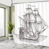 Ambesonne Pirate Ship Shower Curtain, Old Retro Style Ship Floating on Water Antique Cruise Marine Sketch, Cloth Fabric Bathroom Decor Set with Hooks, 69" W x 70" L, Charcoal Grey view 4
