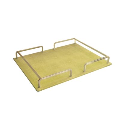 American Atelier Shagrin Rail Tray, Gold/Gold, Rectangle