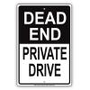 Dead End Private Drive Aluminum Metal 12"x18" Sign view 1